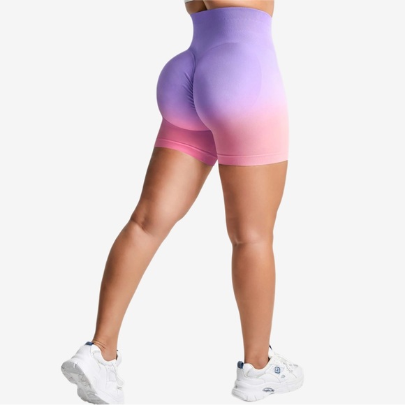 Alphalete Pants - Yeoreo High Rise Scrunch Biker Shorts Pink Purple Ombre Leggings Neon Alphalete